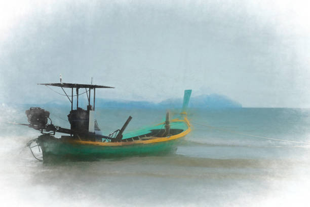 istock Longtail boat moored off the beach at Pakarang, Thailand. 1137810893