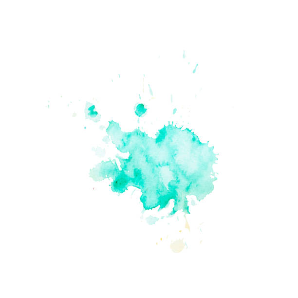 istock Watercolor blot of aqua with splashes and stains. Drawn by hand. 1137813687