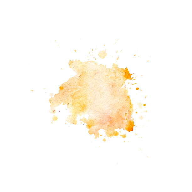 istock Watercolor blot of orange with splashes and stains. Drawn by hand. 1137813713