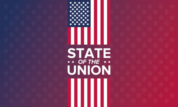 State of the Union in United States. Annual deliver from the President of the US address to Congress. Speech President. Poster, banner or background State of the Union in United States. Annual deliver from the President of the US address to Congress. Speech President. Poster, banner or background speaker of the house stock illustrations