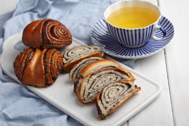 istock Poppy seed rolls and green tea 1137816441