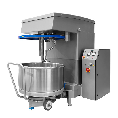 Bread Mixer In Bakery Dough For Baguettes In A Bakery Machine For Mixing Dough Stock Photo - Download Image Now - iStock