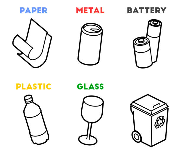 ilustrações, clipart, desenhos animados e ícones de gestão de resíduos - recycling paper newspaper garbage