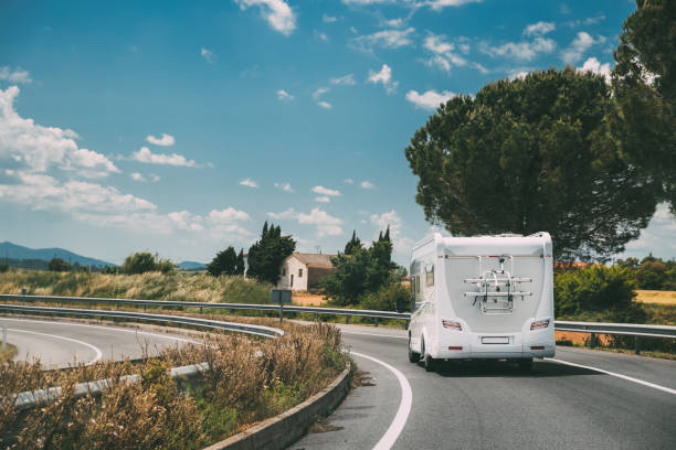 istock White Caravan Motorhome Car Goes On Highway Road 1137826335