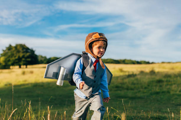 istock Young Business Boy Wearing Jetpack 1137834243