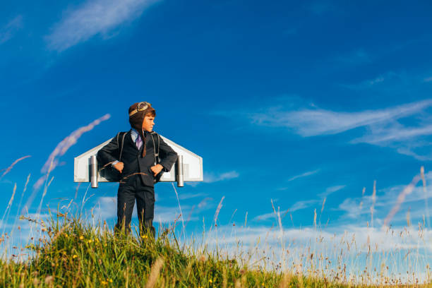istock Young Business Boy Entrepreneur Wearing Jetpack 1137834314