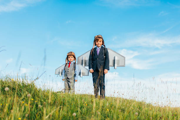 istock Young Business Boys Wearing Jetpacks 1137834315