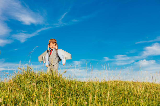 istock Young British Business Boy Wearing Jetpack 1137834401