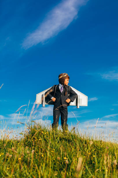 istock Young Business Boy Entrepreneur Wearing Jetpack 1137834402