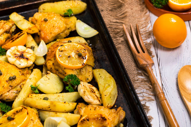 istock Roasted Chicken with Potatoes and Meyer Lemon 1137834416