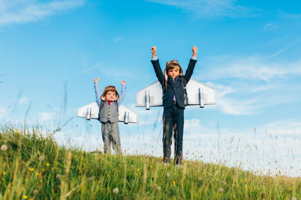 istock Young Business Boys Wearing Jetpacks 1137834427