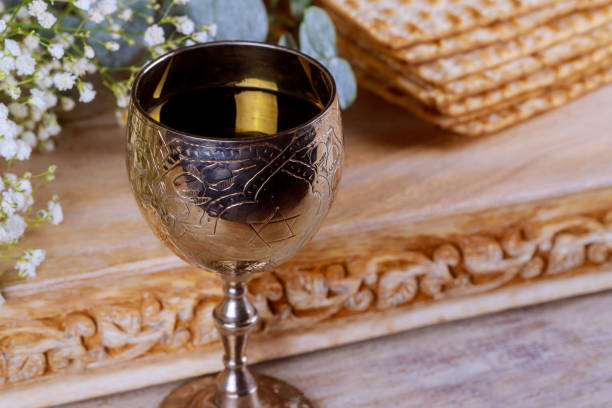 istock A Jewish Matzah bread with wine. Passover holiday concept 1137842301