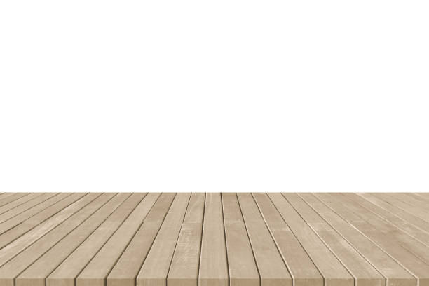 Wooden floor deck or terrace in sepia brown isolated on white wall background Wooden floor deck or terrace in sepia brown isolated on white wall background parquet floor perspective stock pictures, royalty-free photos & images