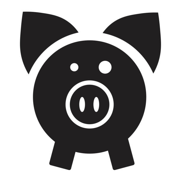 ikona świni w płaskim stylu. - piggy bank symbol finance black stock illustrations