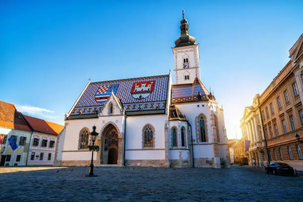 St.Mark's Church in Zagreb, Croatia, Europe - Famous tourist destination.