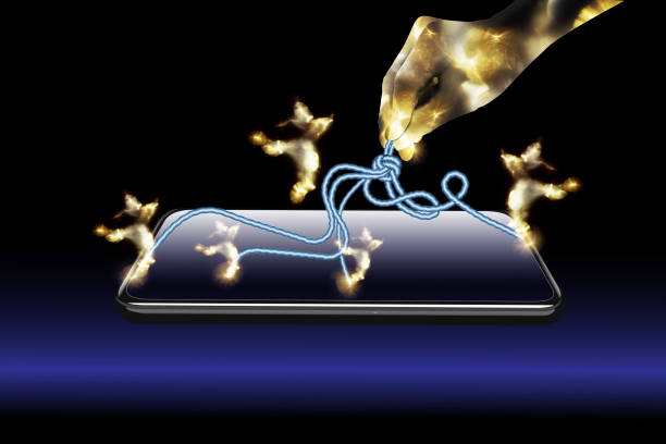 Global communication and collaboration intricately involving electronic ropes and keys through social networking of smart phones equipped with AI.