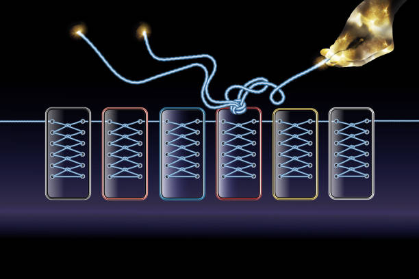 Global communication and collaboration intricately involving electronic ropes and keys through social networking of smart phones equipped with AI.