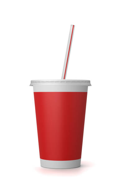 istock Red Fast Food Drinking Cup with Straw 1137856406