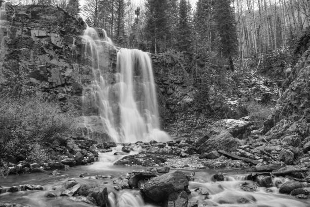 istock Black and White Waterfall Landscape in Colorado 1137863892