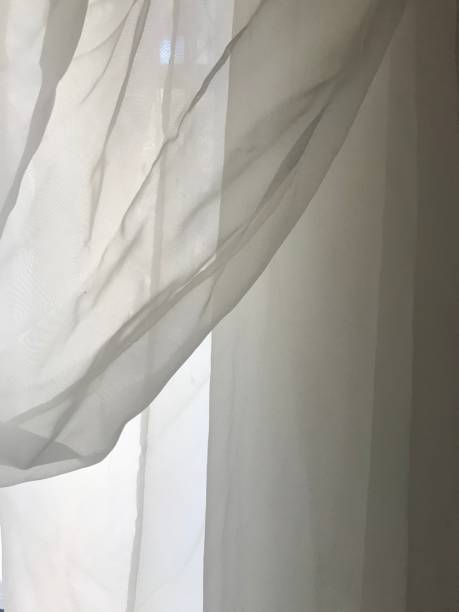istock Close up Ivory White Sheer Fabric Drapery 1137868275