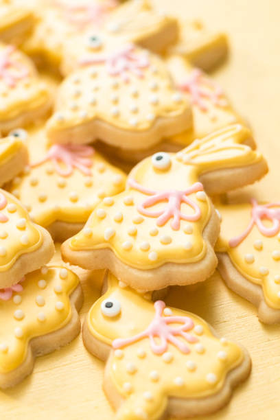 istock Easter sugar cookies decorated with royal icing of different colors. 1137868363