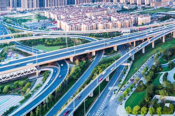 istock Elevated expressway. The curve of suspension bridge 1137868644