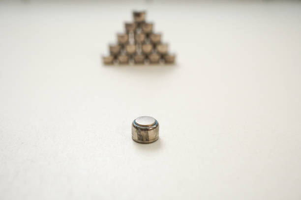 istock Button battery. Used in hearing aid, watch, motherboard, computer, electronic thermometer. 1137871891