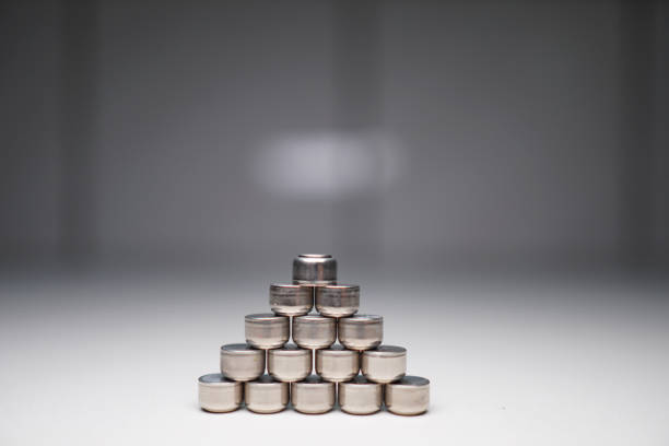 istock Button battery. Used in hearing aid, watch, motherboard, computer, electronic thermometer. 1137873380