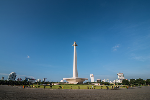 Jakarta, Indonesia - March 8, 2019\nThe National Monument is a 132 m (433 ft) tower in the centre of Merdeka Square, Central Jakarta, symbolizing the fight for Indonesia. It is the national monument of the Republic of Indonesia, built to commemorate the struggle for Indonesian independence.