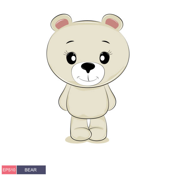 ilustrações de stock, clip art, desenhos animados e ícones de hand drawn vector illustration of a cute funny bear. isolated objects on white background. - fluffy bear cute friendship