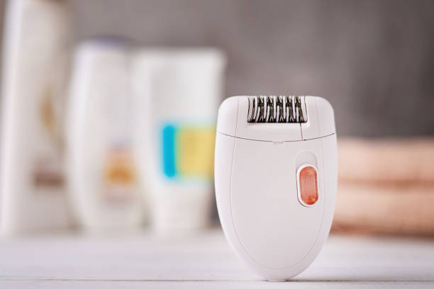 istock Close up of epilator with shampoo and cream 1137891427