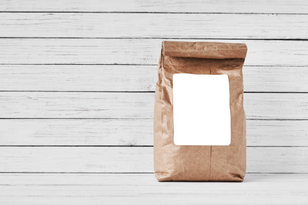 istock Craft paper bag on white background, copy space 1137891435