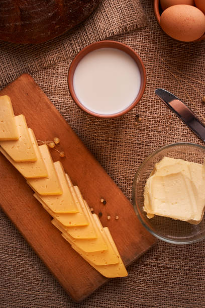 istock Traditional Dutch semi hard cheese served close up on rural table with sacking. Selective focus 1137892252
