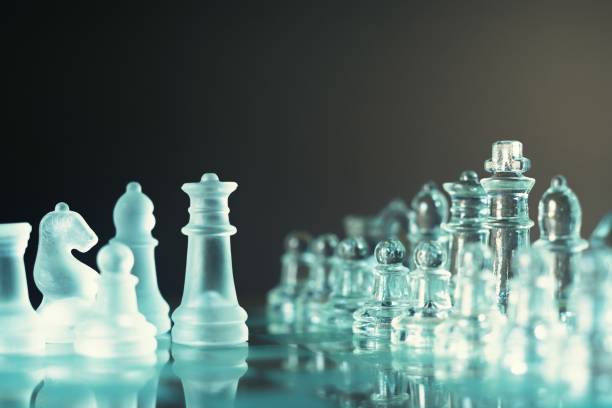 istock Chess board game made of glass, business competitive concept, copy space 1137892301
