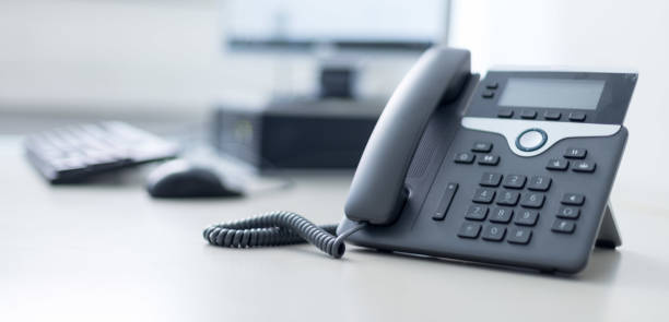 istock Classical black telephone in the office, customer support 1137896940