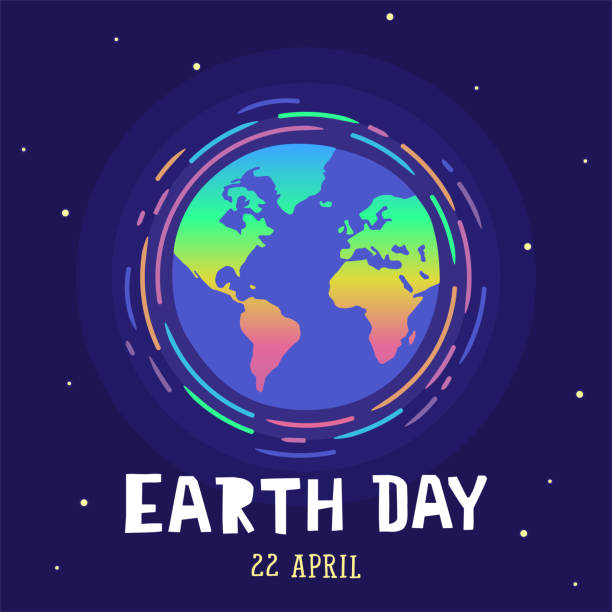 Earth Day Cartoon Card vector art illustration