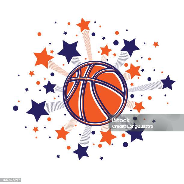 Stars Fireworks Basketball Stock Illustration - Download Image Now - Basketball - Ball, Basketball - Sport, Exploding