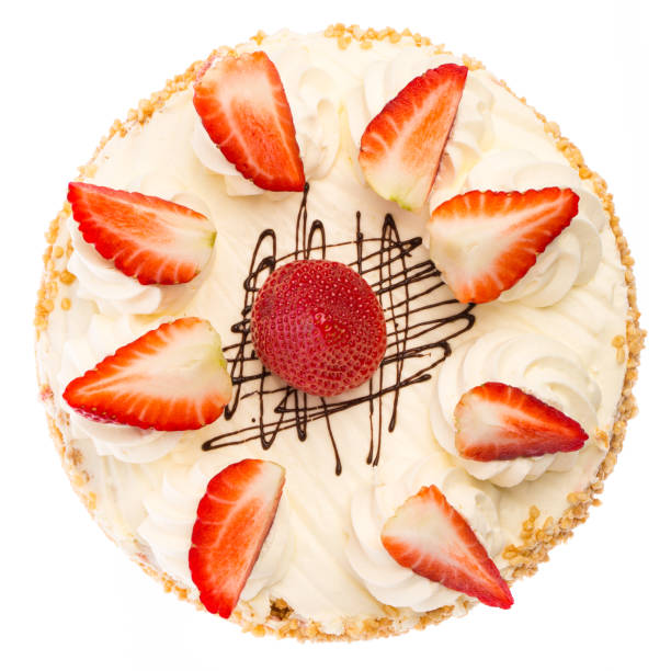 istock Strawberry pie from above on white background 1137915938