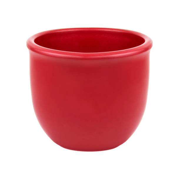 istock Red Flowerpot isolated against white background 1137916165