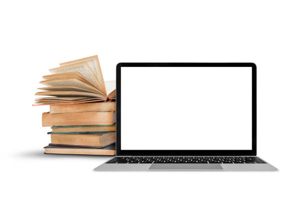 istock Books and laptop on white background. 1137916320
