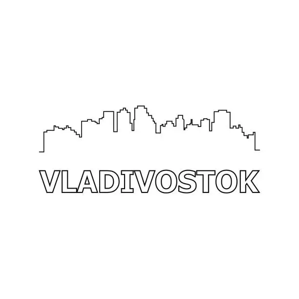 Vector illustration of Vladivostok skyline and landmarks silhouette black vector icon. Vladivostok panorama. Russia
