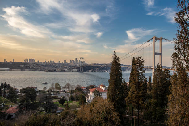 istock Panoramic view of Istanbul with the Bosphorus Bridge over Bosphorus strait. 1137921129