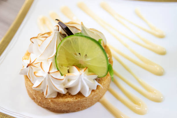 istock Lemon meringue tart on plate at restaurant. 1137921176