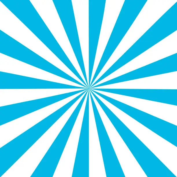 Vector illustration of Blue white sunbeam background. Blue striped abstract wallpaper. Vector illustration