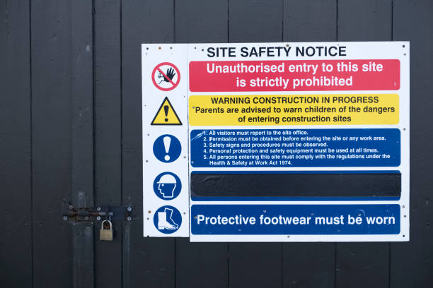 istock Site safety notice construction building health sign 1137924491