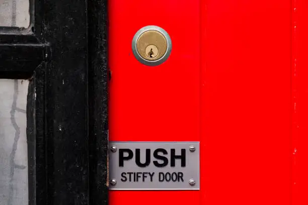 Push stiffy door to open sign red and black uk
