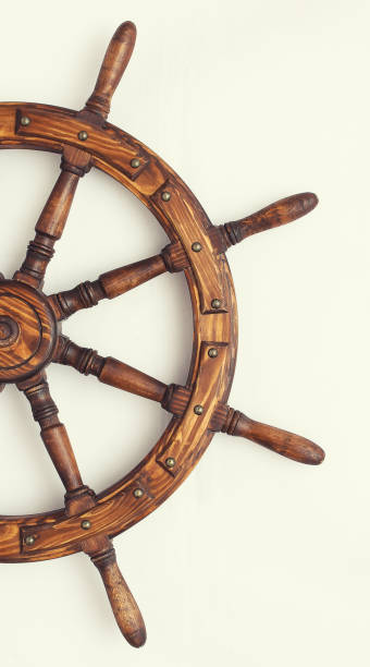 istock Steering hand wheel ship on white background 1137928179
