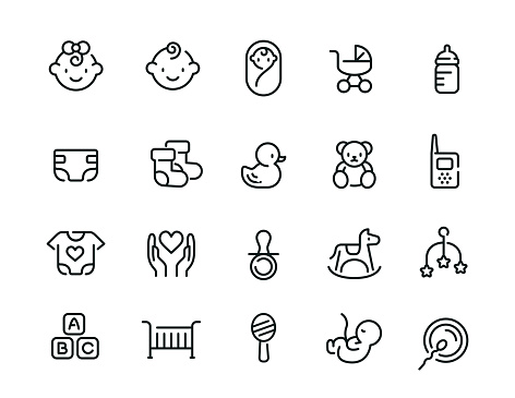 20 baby line icons design
