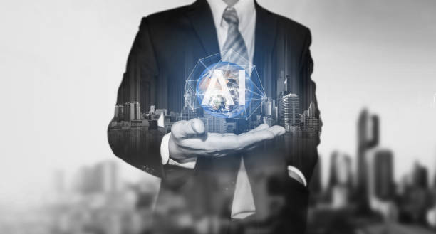 istock Artificial Intelligence technology, Businessman holding buildings hologram with A.I. global networking technology. Element of this image are furnished by NASA 1137931165