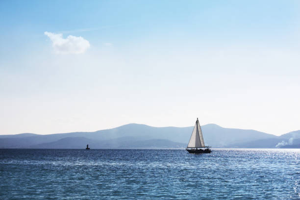 istock White sailboat in Adriatic Sea. 1137936681